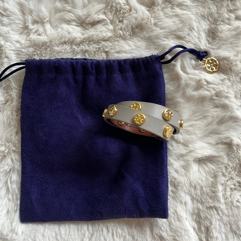 Tory Burch Double Wrap Logo Stud Bracelet